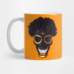 Black funny skull with roses Mug